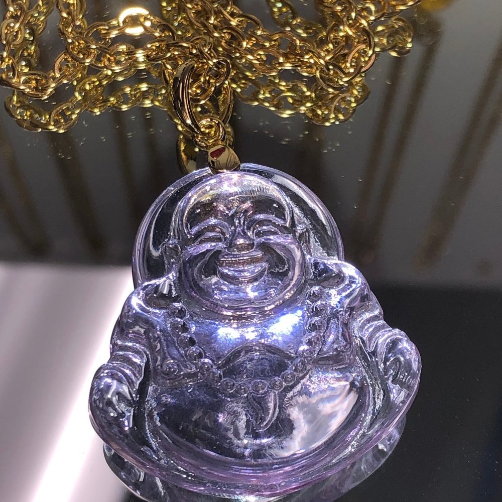 violet lucky Buddha necklace